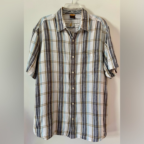 Timberland Other - Timberland Men’s XL Multicolored Short Sleeve Linen Button Down Stitched Collar